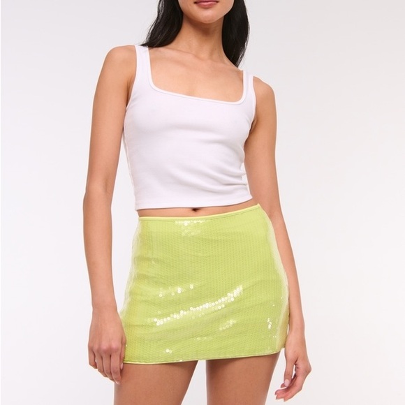 Lime Sequin Mini Skirt - Picture 2 of 4